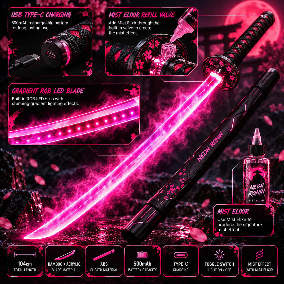 Neon Ronin Mist-Breather™ RGB Katana